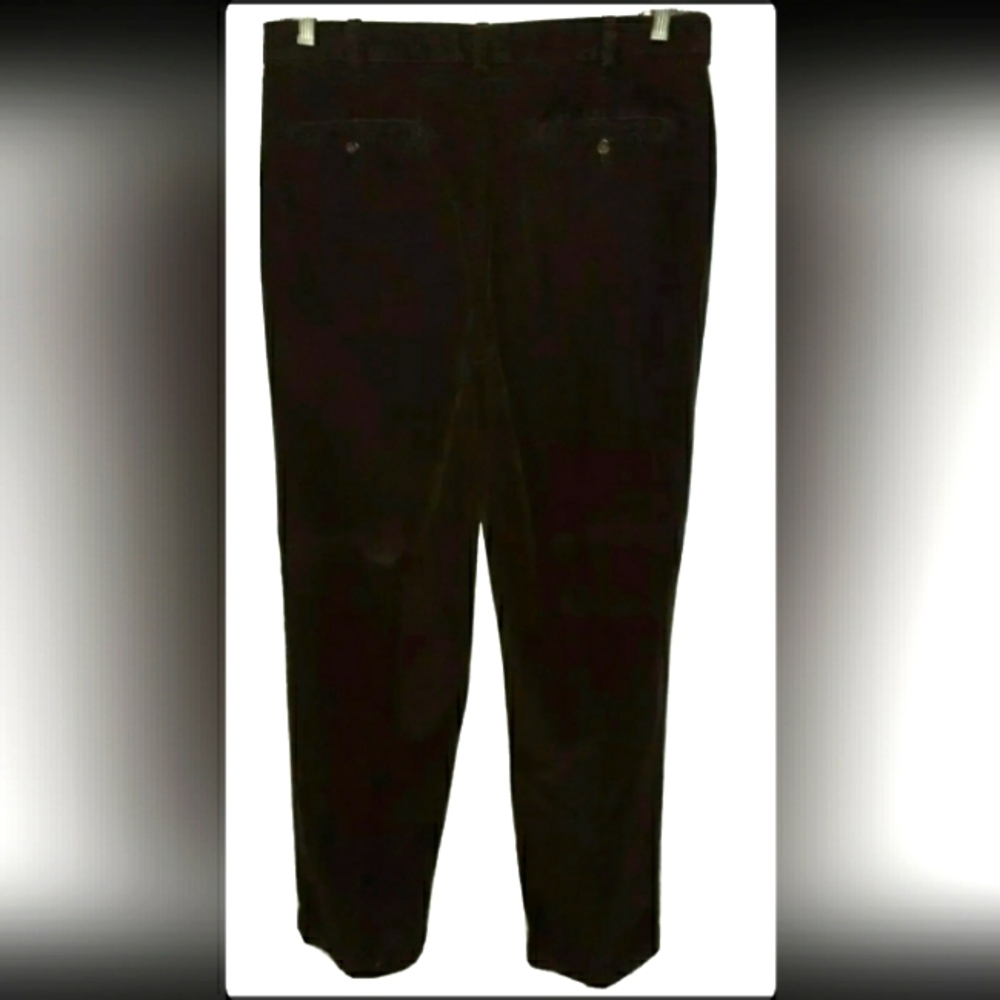 Mens 36X34 EDDIE BAUER Cords. Dark Brown PLEATED & CUFFED Corduroy Pants -EUC-